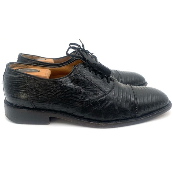 Botticelli Genuine Teju Lizard Black Oxford/Derby Shoes US10-10.5 Made in Italy main image 12